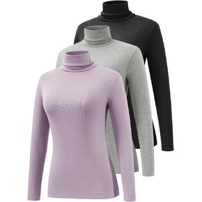 Femdouce 3 Pack Long Sleeve Turtleneck Shirts for Women Active Mock Neck Thermal Shirt Lightweight Turtle Neck Undershirt in Kuwait