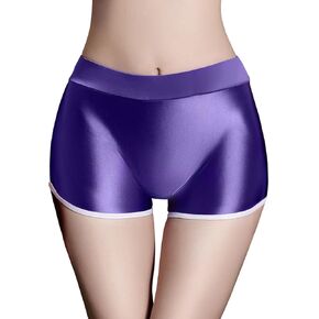 Women's Satin Shiny Skinny Boxer Yoga Running Shorts, Sport Style, 2-Pack