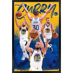 Trends International NBA Golden State Warriors - Stephen Curry 22 Wall Poster, 22.375" x 34", Black Framed Version