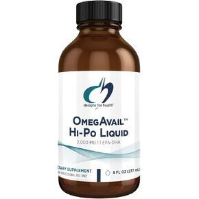 Designs for Health OmegAvail Hi-Po Liquid - High Concentration 1500mg EPA 1500 DHA - Triglyceride Omega 3 Fish Oil Heart Health & Brain Supplements - Natural Lemon Flavor (8oz)