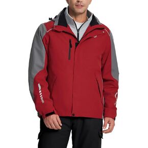 BALEAF Men's Rain Jacket 3 In 1 Winter Ski Waterproof Windbreaker Hooded Reflective Packable with Polar Fleece Jacket