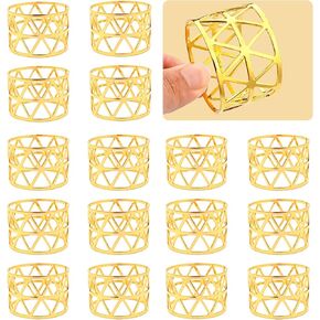 16 Pcs Napkin Rings, Christmas Napkin Rings Gold Hollow Design Napkin Rings Set of 16 for Christmas Wedding Party Table Decoration