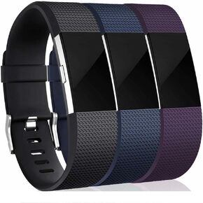 [3 Pack Sport Bands Compatible with Fitbit Charge 2, Classic & Special Edition Adjustable Replacement Bands for Fitbit Charge 2, Small