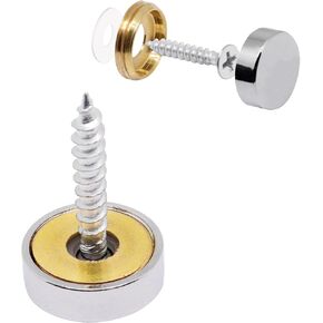 Screw Covers Caps, Solic Brass Screw Cap Covers Mirror Screws Decorative Cap Cover Nails Gold Caps Diameter 0.47" Fasteners Caps with Screw(8set, 16mm)