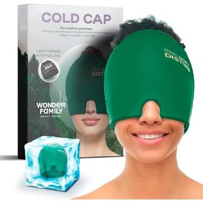 Migraine Relief Cap - Cold Cap for Migraines & Hangover - Headache Relief Cap with Head Ice Pack or Face Ice Pack - Migraine Mask, Headache Mask & Hangover Hat in 1 Ice Hat - Black Migraine Cap