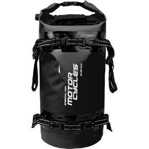 25L Waterproof Motorcycle Dry Bag - Motorcycle Luggage Tail Bag with Straps for Back Seat - Roll Top Dry Bag for Kayaking, Rafting, Boating, Camping, Travel, Beach