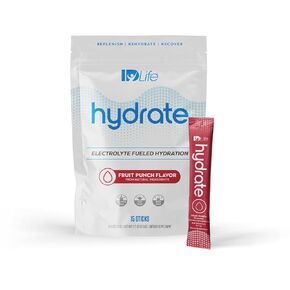 IDLife Hydrate - (العنب) الحل الأمثل لحزم الترطيب الفوري للمغذيات الحيوية مع الإلكتروليتات الأساسية ومضادات الأكسدة والجليسريدات الثلاثية متوسطة الحلقات والفيتامينات والمعادن - 15 عصا في كل كيس