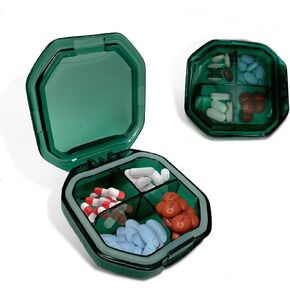 Travel Pill Organizer - Durable, Watertight Pill Case Travel Size with 4 Compartments - Compact Pill Travel Case for Vitamins, Supplements, Medicine - Travel Pill Container for Purse (Gray)