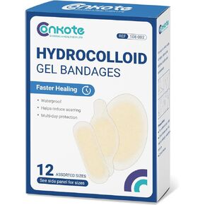 Conkote Hydrocolloid Gel Bandages, Small Hydrocolloid Adhesive Bandages for Wound Care Faster Healing, All Purpose Blister Bandages Blister Pads for Fingers, Toes, Heel Blister, 20 PCS