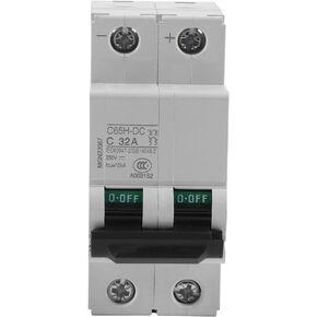 DC Miniature Circuit Breaker, Low Voltage 2 Pole 250V 32A DIN Rail Mount, DC Disconnect Switch for Solar Panels Grid DC System (32A)
