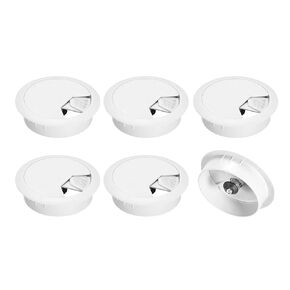 uxcell 6Pcs Cable Hole Cover 2 Inch/50 mm ABS Desk Cable Wire Cord Grommet Hole Cover for Office PC Desk Cable Cord Organizer, White