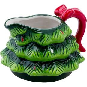 Christmas Gravy Boat - 17oz Hand-Painted Ceramic Christmas Tree Design for Festive Holiday Dinners