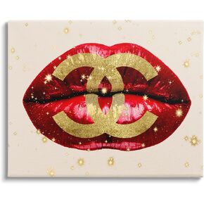 Stupell Industries Vibrant Red Sparkle Lips Fashion Designer Logo, Design by Madeline Blake