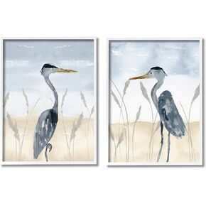 Stupell Industries Egret Sea Birds Grazing Beach Sand Seagrass, Design by Lucille Price