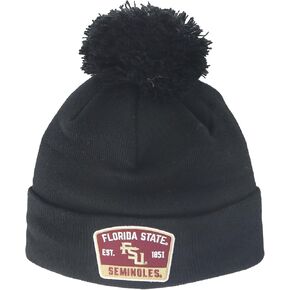ZHATS Standard NCAA Officially Licensed Pom Beanie Patch Switchback Black, One Size