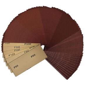 72 Pcs Sandpaper Set Sanding Paper 9"x3.6", Assorted Grit 60, 80, 120, 180, 240, 320, Fine Sandpaper for Metal Wood Glass Finishing