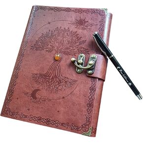A5 PU refillable binder journal Vintage Leather Tree of Life Journal Sun And Moon Notebook Diaryn Inspirational Birthday Gifts for Women & Gifts for Men