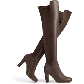 SelenePair Women's Over The Knee Boots Stretch Thigh High Block Mid Heel Boot Fashion Side Zip Winter Boots in Kuwait