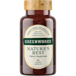 Greenworks Nature's Rest - Advanced Daily Sleep Support with Valerian, Chamomile, Passionflower, Ashwagandha, Lavender, Lemon Balm, Hops Flower & Jujube Seed - Organic, Vegan, Non-GMO (30 Servings)
