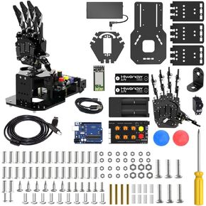 Robot Hand with Arduino UNO, Open Source AI Bionic Robotic Hand Five Fingers Solely Movement Mechanical Arm DIY Smart Robot & Engineering Kits, Science/Coding/Programming Set, uHand UNO Starter Kit