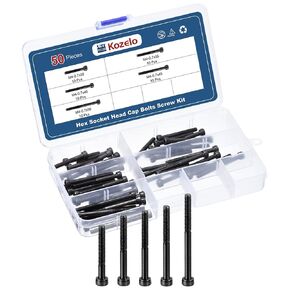 50pcs M4 Socket Head Cap Screws Bolts Nuts Assortment Kit - [M4x30/35/40/45/50mm] Alloy Steel Fully Threaded Black Oxide 12.9 Internal Hex Screw for 3D Printer Use