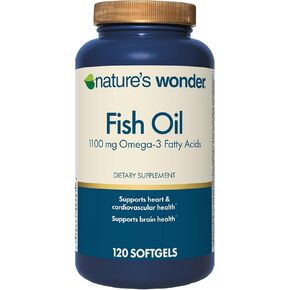 Nature's Wonder Fish Oil 1100 mg Omega-3 Fatty Acids, EPA & DHA for Healthy Joints, Heart, Immune System, 120 Day Supply of Softgels