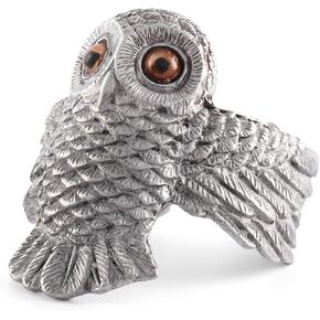 Vagabond House Pewter Metal Owl Harvest Napkin Ring (Sold as Single Ring) Artisan Crafted Designer Rings 2 Diameter