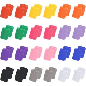 48Pcs Sports Wristbands, ManyDFYu Colorful Wrist Sweatbands, Athletic Sports Wrist Bands for Kids Basketball Football Sports Outdoor Activity