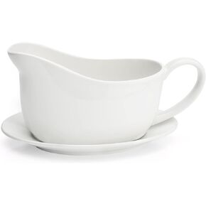 Teocera Thanksgiving Gravy Boat with Tray, 17 oz Gravy Bowl, Gravy Sauce Boat for Turkey, Milk, Marinara -Christmas, Holiday Party,