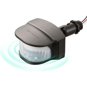 EDISHINE 240 Degree Motion Sensor, Automatic Dusk to Dawn, 120V AC Motion PIR Sensor, Adjustable Delay Time & Detection Range, Replacement Motion Security Floodlight Sensor, Black, UL Listed