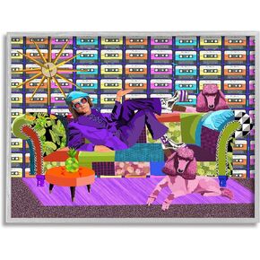 Stupell Industries Pop Style Bold Pattern Elton Dog Patchwork Couch,Design by Lynnda Rakos