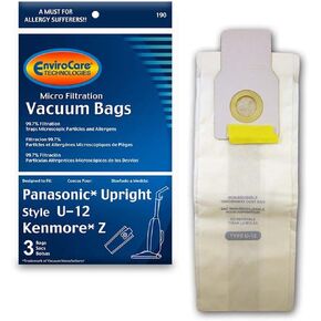 EnviroCare Replacement Micro Filtration Vacuum Cleaner Dust Bags made to fit Panasonic Type U-12 Uprights 3 pack