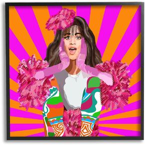 Stupell Industries Bold Pink Orange Stripes Camilla Fashion Outfit, Design by Lynnda Rakos, 17 x 17