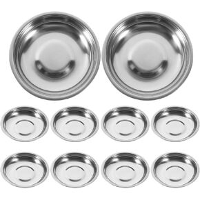 Luxshiny 10pcs Stainless Steel Sauce Dishes Small Seasoning Dishes Round Soy Sauce Dipping Bowls Mini Appetizer Plates Sushi Dipping Bowl for Restaurant Home