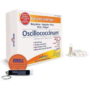 Worldwide Nutrition Bundle: Compatible with Boiron Oscillococcinum for Relief from Flu-Like Symptoms of Body Aches, Headache, Fever, Chills, and Fatigue - 30 Count and Keychain