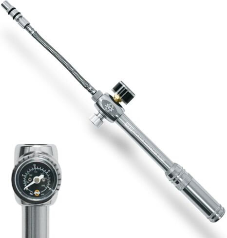 SKS GERMANY MSP Dämpferpumpe (Mountain Suspension Pump), Luftpumpe Fahrrad (Fahrradpumpe mit abschraubbarem Stahlflexschlauch, Druck max.: 20 bar / 290 PSI, Ventilanschluss: AV), Silber, 10 x 3 x 3 cm in Saudi Arabia