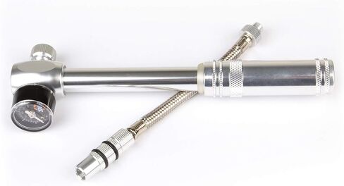 SKS GERMANY MSP Dämpferpumpe (Mountain Suspension Pump), Luftpumpe Fahrrad (Fahrradpumpe mit abschraubbarem Stahlflexschlauch, Druck max.: 20 bar / 290 PSI, Ventilanschluss: AV), Silber, 10 x 3 x 3 cm in Saudi Arabia