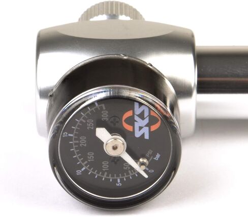 SKS GERMANY MSP Dämpferpumpe (Mountain Suspension Pump), Luftpumpe Fahrrad (Fahrradpumpe mit abschraubbarem Stahlflexschlauch, Druck max.: 20 bar / 290 PSI, Ventilanschluss: AV), Silber, 10 x 3 x 3 cm in Saudi Arabia
