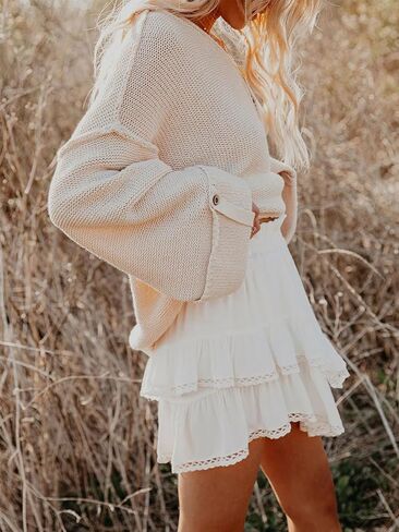 MISSACTIVER شورت نسائي متدرج مكشكش مرن عالي الخصر مطوي تنورة صغيرة بوهو كروشيه in Kuwait