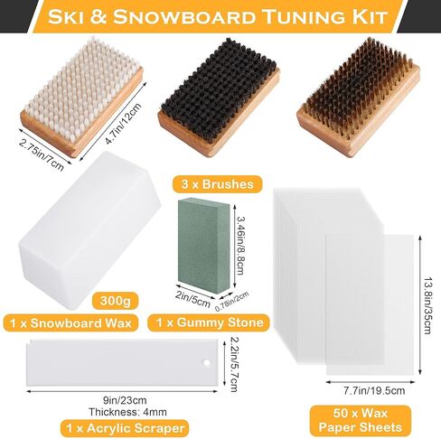 طقم فرشاة شمع التزلج على الجليد من Aodaer 56 قطعة، طقم ضبط لوح التزلج يتضمن فرش شمع عالمية على الجليد ومكشطة حجر غائر و50 ورقة شمع in Kuwait
