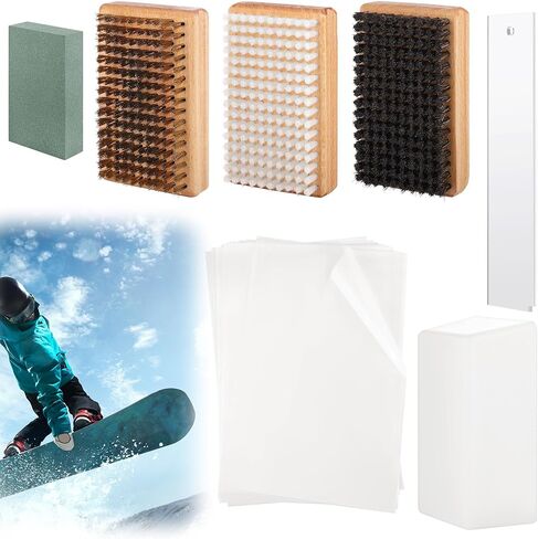 طقم فرشاة شمع التزلج على الجليد من Aodaer 56 قطعة، طقم ضبط لوح التزلج يتضمن فرش شمع عالمية على الجليد ومكشطة حجر غائر و50 ورقة شمع in Kuwait