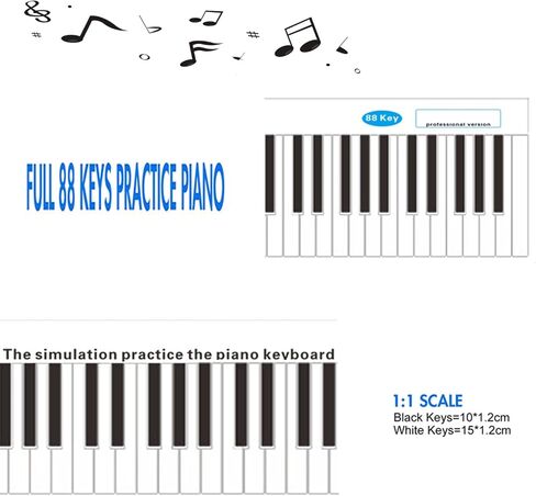 88 Key Keyboard Piano Note Chart for Beginner, Piano Keyboard Finger Simulation Practice Guide Teaching Aid Note Chart Electronic Piano Exercise Cardboard with 2 Music Book Clip in Kuwait