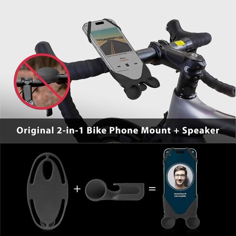 Bone Bike Tie Speaker, Bicycle Smartphone Holder Speaker Sound Amplification Volume Boost Silicone Vibration Absorption Anti-Slip Easy Install Bike Phone Handlebar Mount iPhone Android 4"-6.7" Black in Saudi Arabia