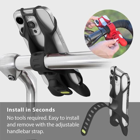 Bone Bike Tie Speaker, Bicycle Smartphone Holder Speaker Sound Amplification Volume Boost Silicone Vibration Absorption Anti-Slip Easy Install Bike Phone Handlebar Mount iPhone Android 4"-6.7" Black in Saudi Arabia