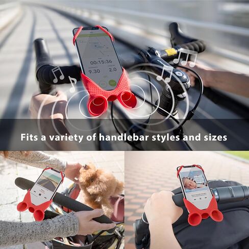 Bone Bike Tie Speaker, Bicycle Smartphone Holder Speaker Sound Amplification Volume Boost Silicone Vibration Absorption Anti-Slip Easy Install Bike Phone Handlebar Mount iPhone Android 4"-6.7" Black in Saudi Arabia