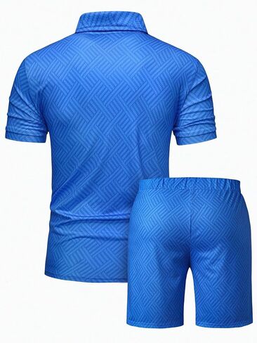 Men's 2 Piece Outfits Half Zip Short Sleeve T Shirt and Elastic Waist Shorts textured Tracksuit Set in Saudi Arabia