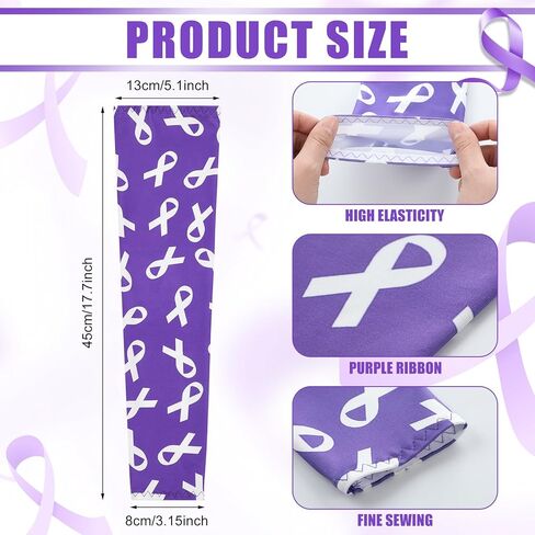 24 زوجًا من أكمام الذراع ذات الشريط الأرجواني للتوعية بالسرطان من أجل العنف المنزلي ومرض الزهايمر وسرطان البنكرياس والتوعية بمرض الذئبة، وأكمام كرة القدم غطاء ذراع رياضي لكرة السلة البيسبول in Kuwait