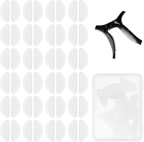 24 Pairs Adhesive Glasses Nosepads Eyeglass Nose Pads Clear Soft Silicone Anti-Slip Cushion Transparent Nose Grips for Full Frame Sunglasses Summer Sports Men Women in Saudi Arabia