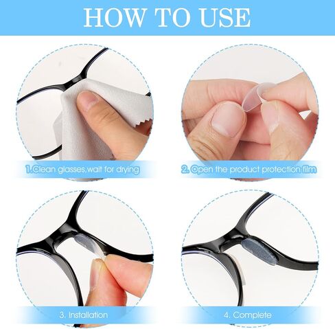 24 Pairs Adhesive Glasses Nosepads Eyeglass Nose Pads Clear Soft Silicone Anti-Slip Cushion Transparent Nose Grips for Full Frame Sunglasses Summer Sports Men Women in Saudi Arabia