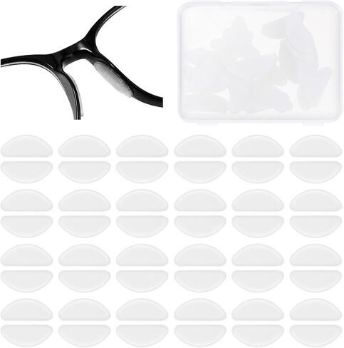 24 Pairs Adhesive Glasses Nosepads Eyeglass Nose Pads Clear Soft Silicone Anti-Slip Cushion Transparent Nose Grips for Full Frame Sunglasses Summer Sports Men Women in Saudi Arabia